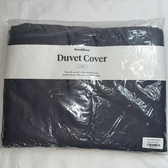 Brooklinen Duvet Cover LUXE Bedding Grey King Solid Graphite DUV-K17S